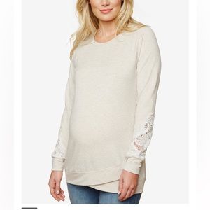 Motherhood Maternity Lace-trim Sweater. Small